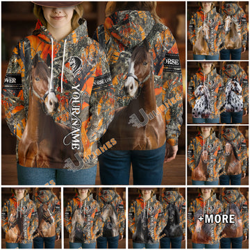 Uni Custom Name Horse Lover Camo 3D Hoodie