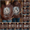 UniJames Personalized Horse Breed Horseshoe Brown Leather 3D Hoodie