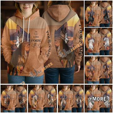 UniJames Personalized Love Horse Desert Canyon Western 3D Hoodie