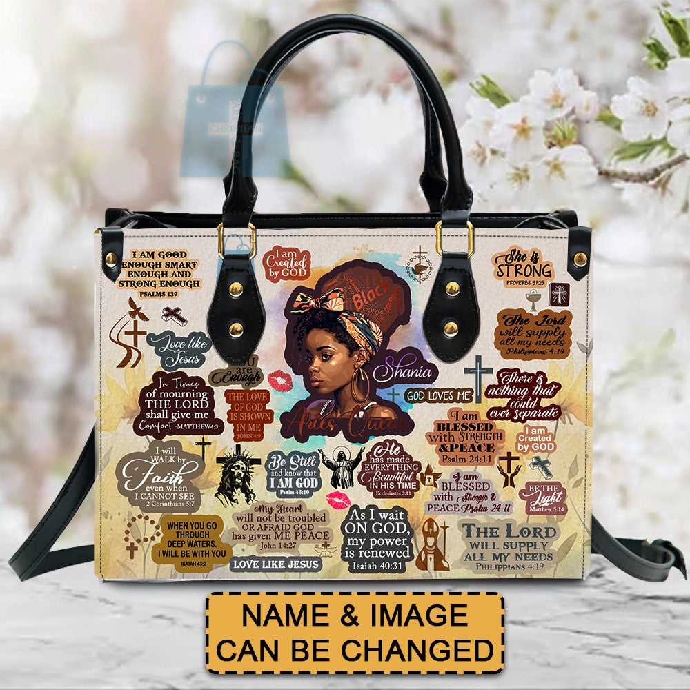 Personalized Designs with Women of Color, Bible Verses, and Zodiac Signs – Add Your Name for a Unique Touch, Handbag Design, Black Women Leather Handbag, Gifts for Women, CABLTB01191223.