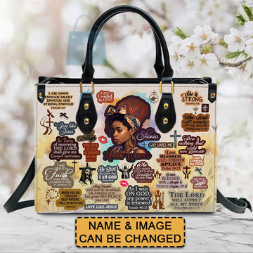 Personalized Designs with Women of Color, Bible Verses, and Zodiac Signs – Add Your Name for a Unique Touch, Handbag Design, Black Women Leather Handbag, Gifts for Women, CABLTB01191223.