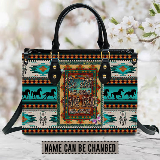 Be Still And Know I Am GOD Leather Handbag, Southwest Native American embroidery Handbag, Gifts for Women, CABLTB01091023.