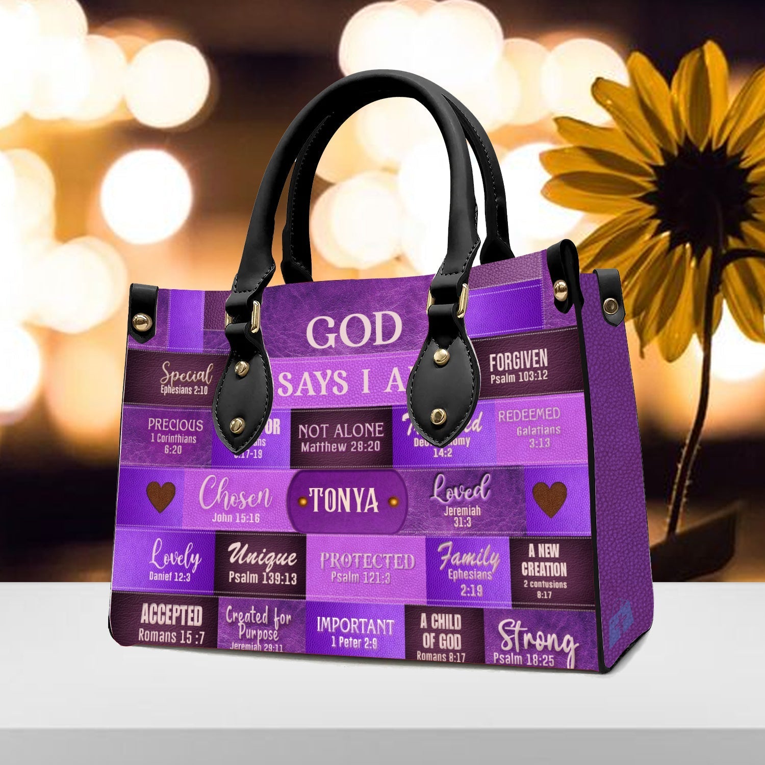God Says You Are Leather Handbag Purple, Personalized Bags, Gifts for Women, Christmas Gift, CABLTB02220923.