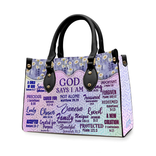 God Says I Am, Handbag Design, Monogram Leather Handbag, Gifts for Women, CABLTB231223.
