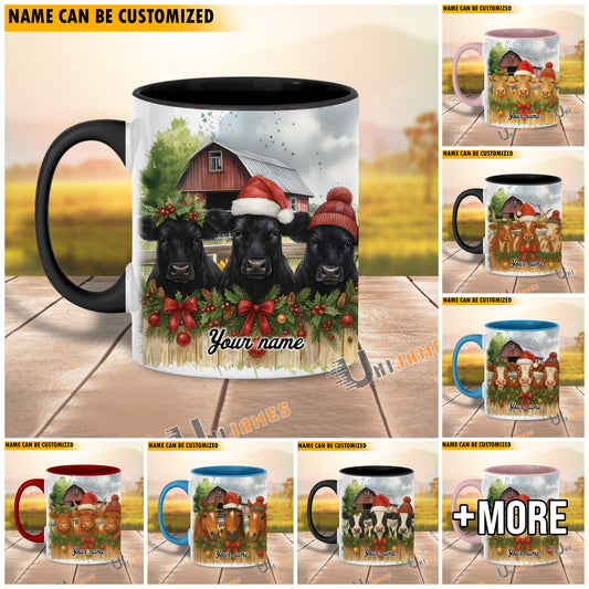 Uni Personalized Christmas Farmhouse Holiday Gift Cow Mug
