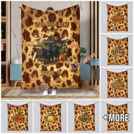 Uni Personalized Farm Name Rustic Cattle Blanket