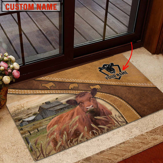 Uni Red Angus Personalized - Welcome  Doormat