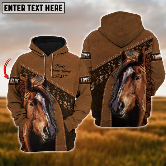Uni Custom Name Horse Lovers Never Walk Alone 3D Hoodie