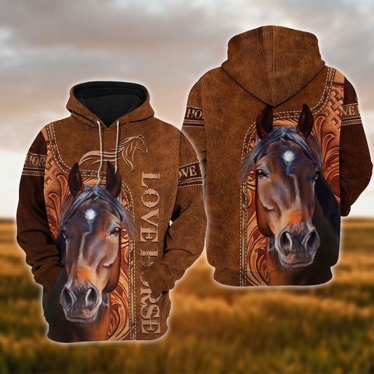 Uni Brown Horse Lovers 3D Hoodie