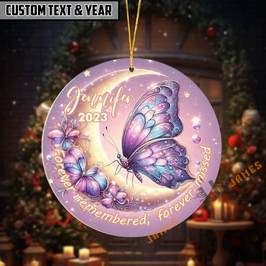 UniJames Personalized Forever Remembered Forever Missed Butterfly Memorial Acrylic Ornament