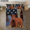Uni Red Angus America Customized Name 3D Bedding Set