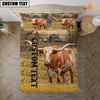 Uni Personalized Name TX Longhorn Cattle On The Farm 3D Bedding Set