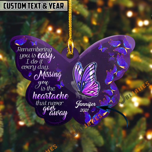 UniJames Personalized Purple Butterfly Memorial Ornament for Loved Ones, Acrylic Ornament