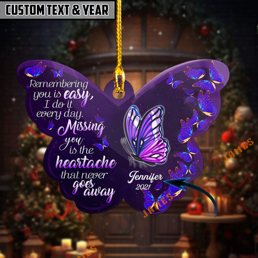 UniJames Personalized Purple Butterfly Memorial Ornament for Loved Ones, Acrylic Ornament