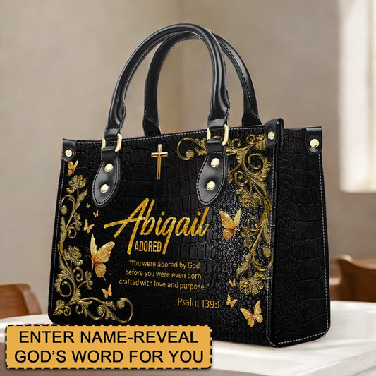 Handbags - Uncover the sacred meaning of your name - Custom Name & Color - Personalized Leather Handbag - CABLTB01090625