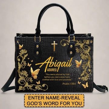 Handbags - Uncover the sacred meaning of your name - Custom Name & Color - Personalized Leather Handbag - CABLTB01090625