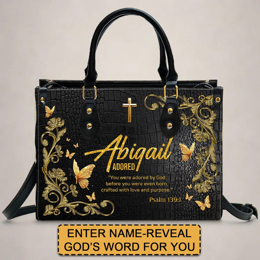 Handbags - Uncover the sacred meaning of your name - Custom Name & Color - Personalized Leather Handbag - CABLTB01090625