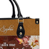 He Calls Me Beautiful One Leather Handbag, Butterfly Flower Leather Handbag, Design Handbag, Gifts for Women, CABLTB01031123.