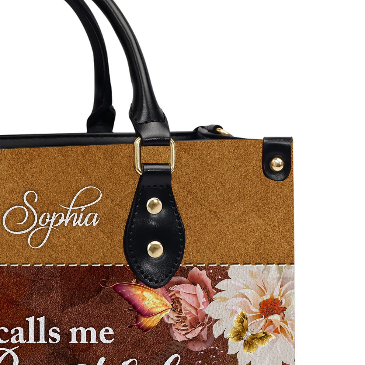 He Calls Me Beautiful One Leather Handbag, Butterfly Flower Leather Handbag, Design Handbag, Gifts for Women, CABLTB01031123.