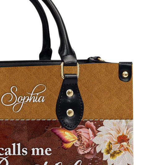 He Calls Me Beautiful One Leather Handbag, Butterfly Flower Leather Handbag, Design Handbag, Gifts for Women, CABLTB01031123.
