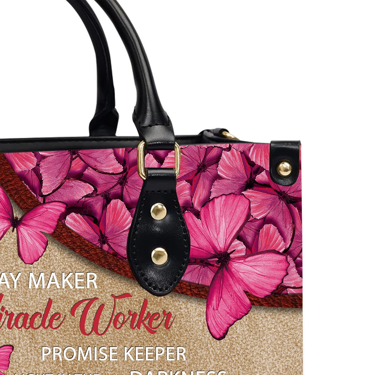 Way Maker Miracle Worker Leather Handbag, Butterfly Pink Leather Handbag, Gifts for Women, CABLTB01311023.
