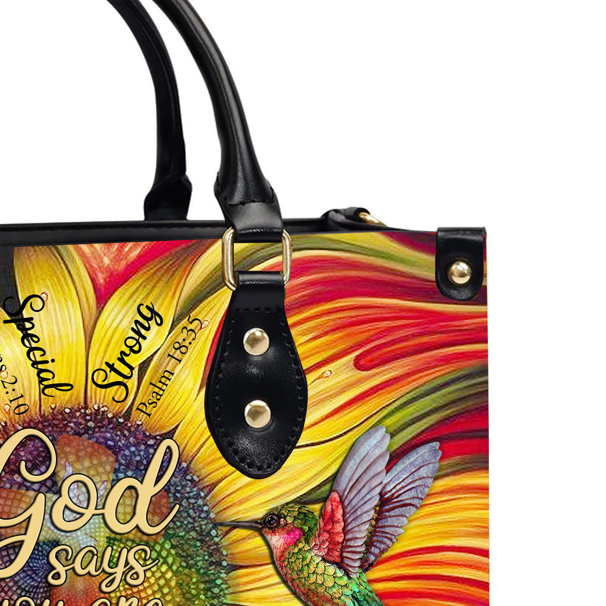 GOD Says You Are Leather Handbag, Sunflower Hummingbird Leather Handbag, Gifts for Women, CABLTB01181023.