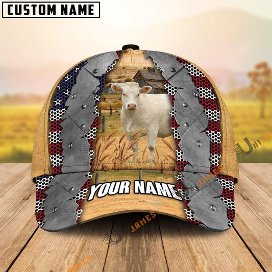 Uni Charolais Flag Net Pattern Customized Name Cap