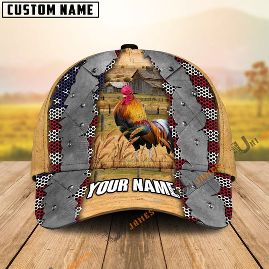 Uni Rooster Flag Net Pattern Customized Name Cap