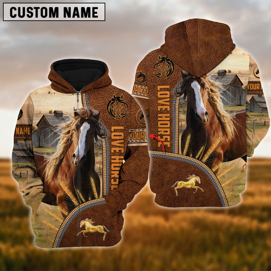 Uni Custom Name Horse Lovers 3D Hoodie