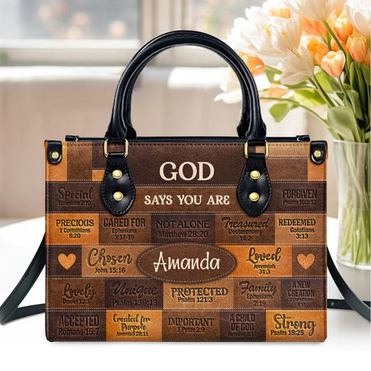 God Says You Are Leather Bags, Personalized Bags, Gifts for Women, Christmas Gift, CABLTB01040823.