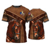 Uni American Brown Horse 2 Leather Pattern Custom Name 3D Shirts