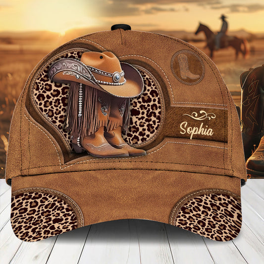 Unijames Cowgirl Boots Personalized Name Cap