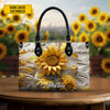 Uni Personalized Sunflower Leather Handbag For Woman