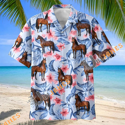 Unijames Floral Morgan Horse Lover Hawaiian Shirt