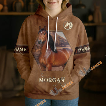 UniJames Personalized Morgan Horse Leather-Look Hoodie