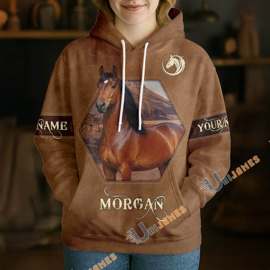 UniJames Personalized Morgan Horse Leather-Look Hoodie