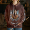 UniJames Personalized Horse Breed Horseshoe Brown Leather 3D Hoodie