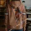 UniJames Morgan Horse Faux Zipper Tooled Leather 3D Hoodie