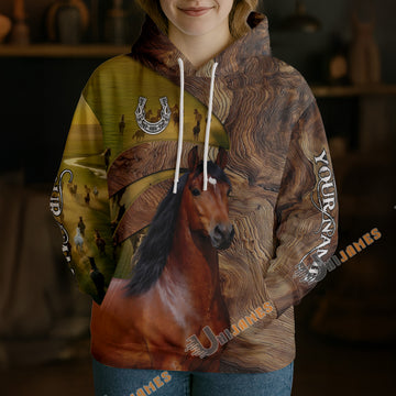 Unijames Personalized Morgan Horse Wood Grain Meadow Hoodie