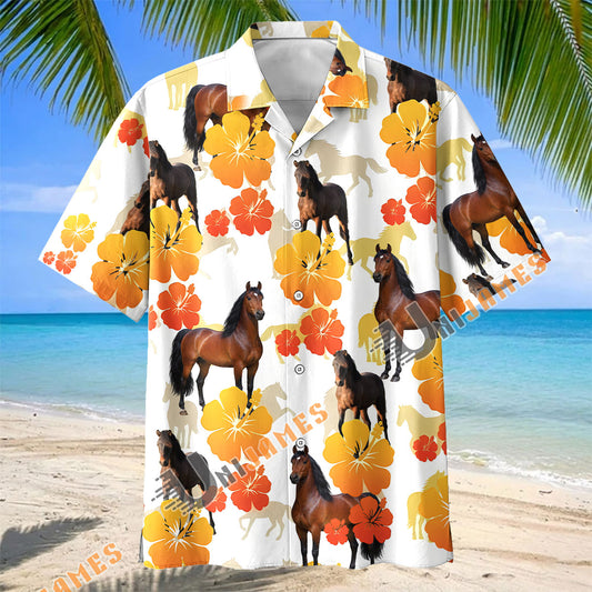 Unijames Tropical Bay Morgan Horse Floral Hawaiian Shirt