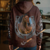 UniJames Personalized Horse Breed Horseshoe Brown Leather 3D Hoodie
