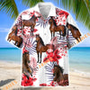 Unijames Morgan Horse Red Hibiscus Tropical Hawaiian Shirt