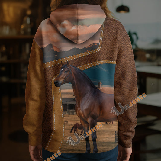 Unijames Personalized Morgan Horse Farm Texture Hoodie