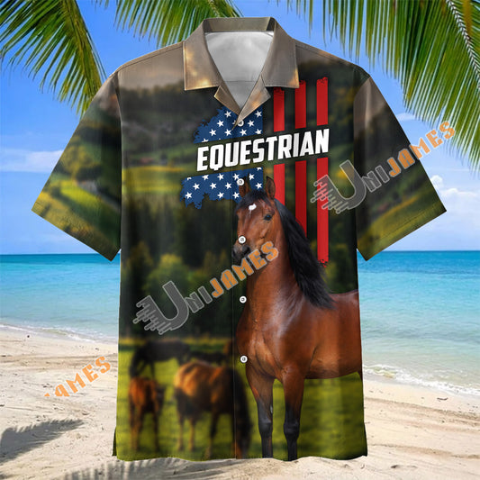 Unijames Morgan Horse Equestrian Pasture Hawaiian Shirt