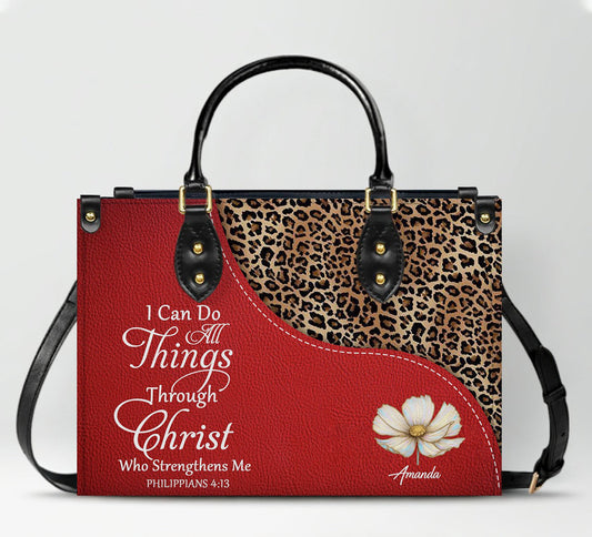 Personalized Christian Leather Handbag with Bible Verses – Faith Tote Purse for Women |