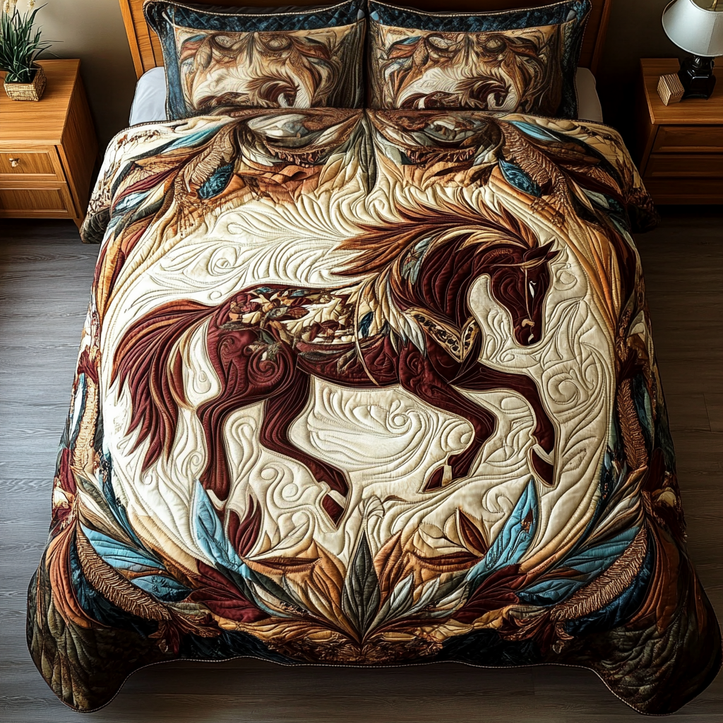 Majestic Mane 3-Piece Quilted Bedding Set NCU0VH1817