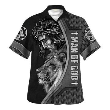 Unique Man Of God Jesus Lion Cross Hawaiian Shirt