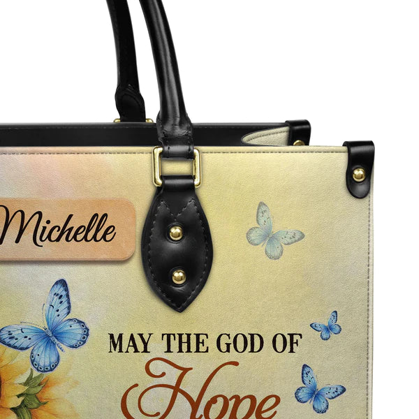 May The God Of Hope Fill You With All Joy And Peace Romans 15 13 Butterfly Sunflower, Handbag Design, Monogram Leather Handbag, Gifts for Women, CABLTB06271223.