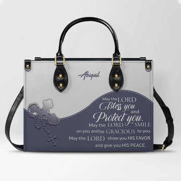 Christian Personalized Leather Handbag for Women – Custom Name & Scripture |