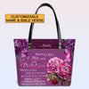 Personalized Christian Leather Handbag for Women – Bible Verse Floral Purse, Custom Name Religious Gift by